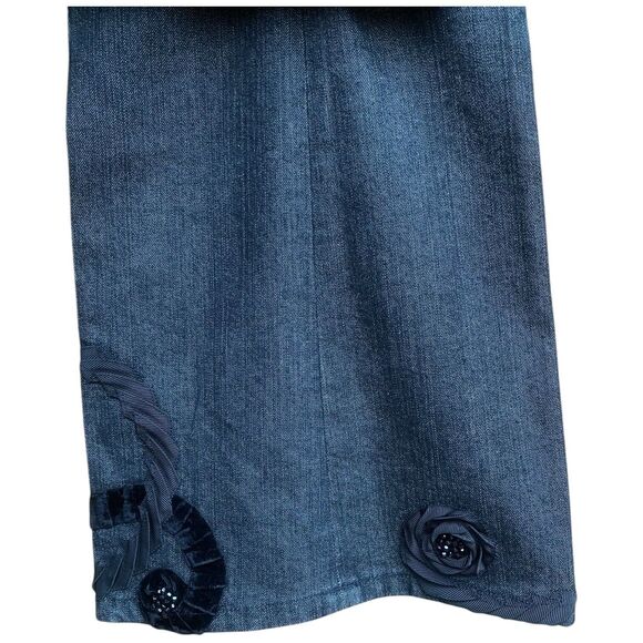 Vtg Y2K Black Swirl Velvet Embroidered Stretch Flare Jeans Pants Sz 10 Boho Goth - Picture 9 of 16